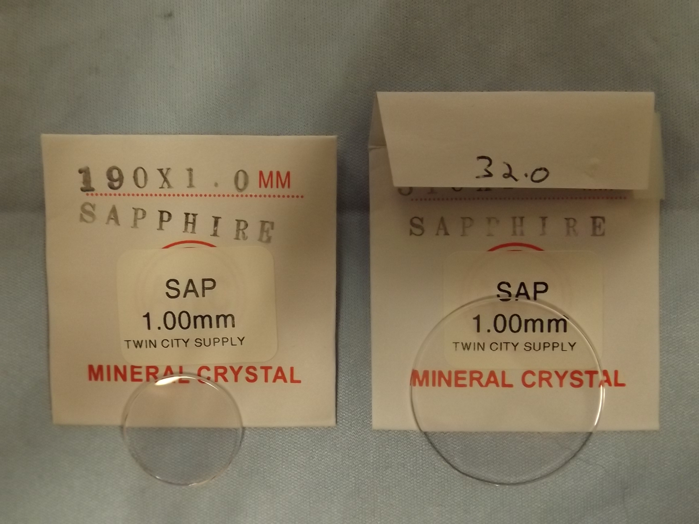 SAP 19.0-32.0MM/ 1.0MM Sapphire Watch Crystals-- choose MM size 